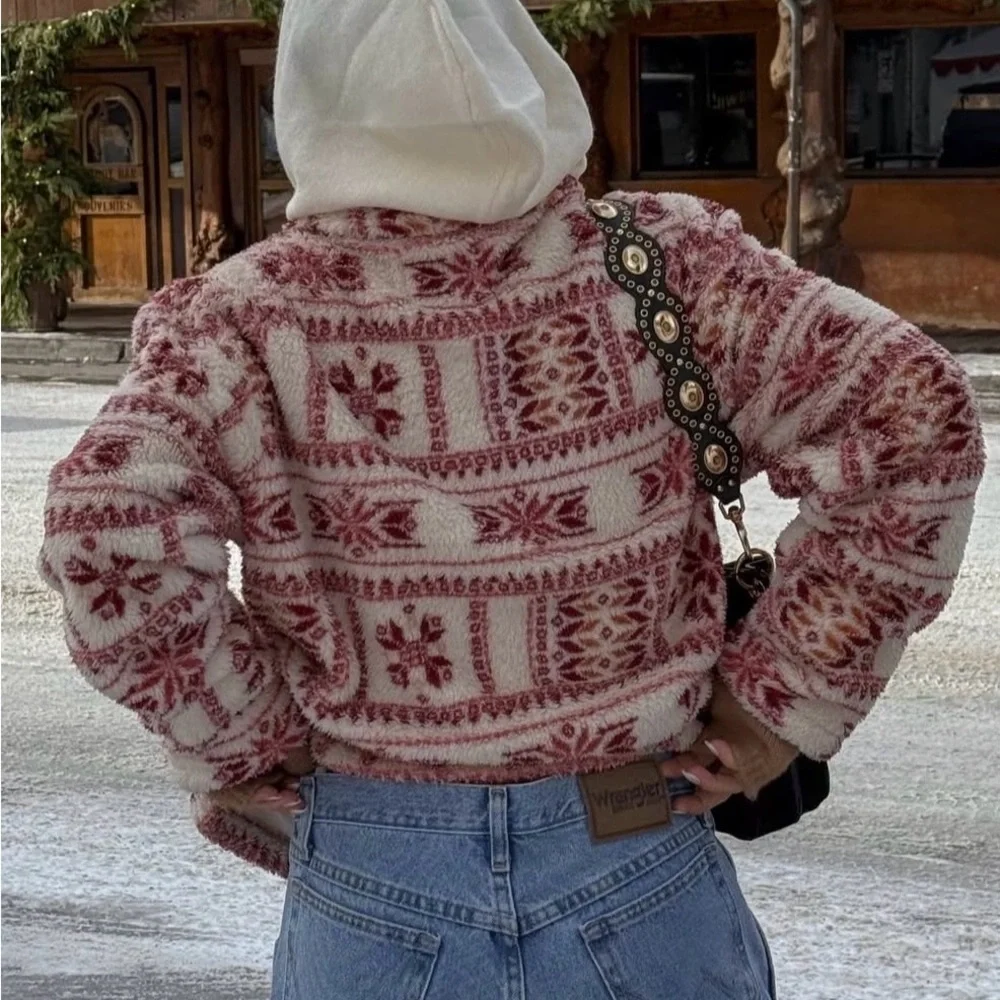 Lucky Brand Aztec Print Sherpa Full Zip Jacket Size XL